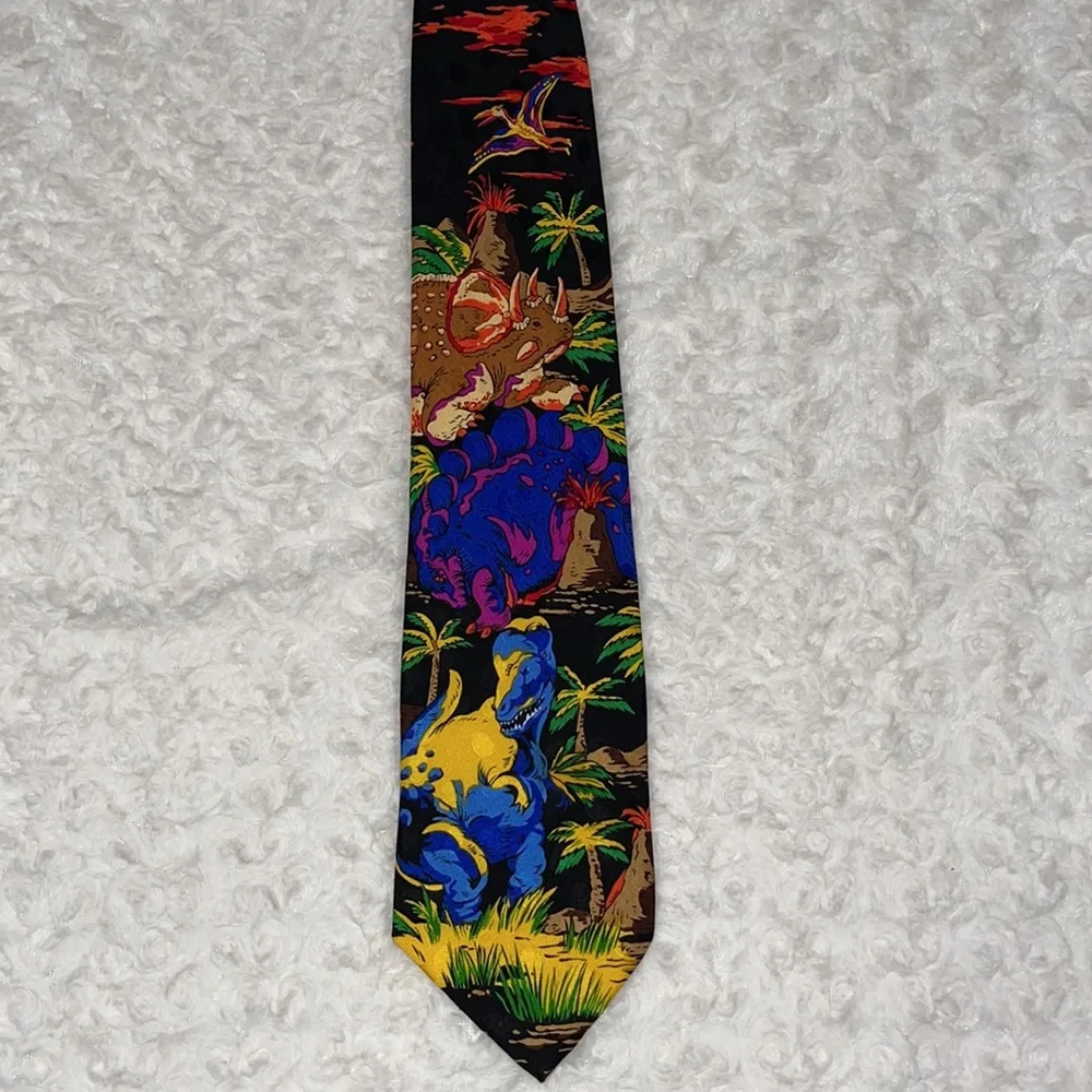 ADDICTION DINOSAUR SILK TIE Black - Picture 5 of 7